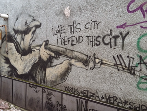 Graffitti on a wall in Sarajevo