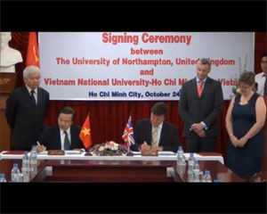 The University signing partnership with Vietnam National University