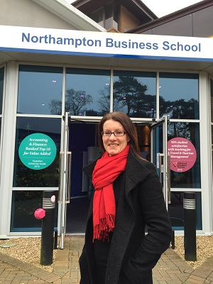Fiona Cole outside the Northampton Business School