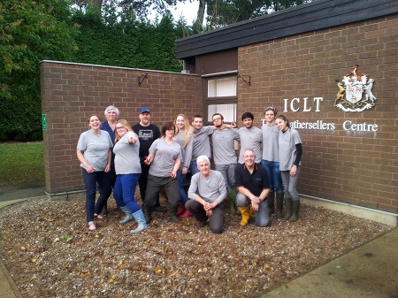 Leather students outside the ICLT building