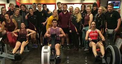 University rowing squad at charity event