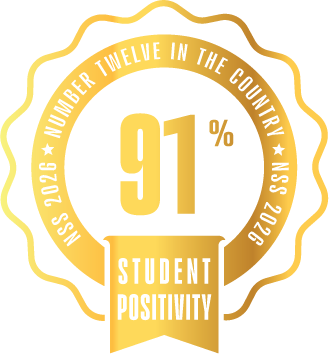 Logo for 91 percent student positivity for history, national student survey 2026