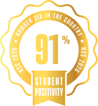 Logo for 91 percent student positivity for history, national student survey 2026