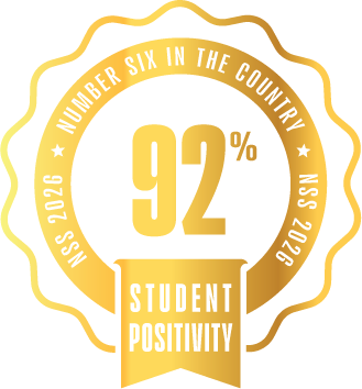 Logo for 92 percent student positivity for journalism, national student survey 2026