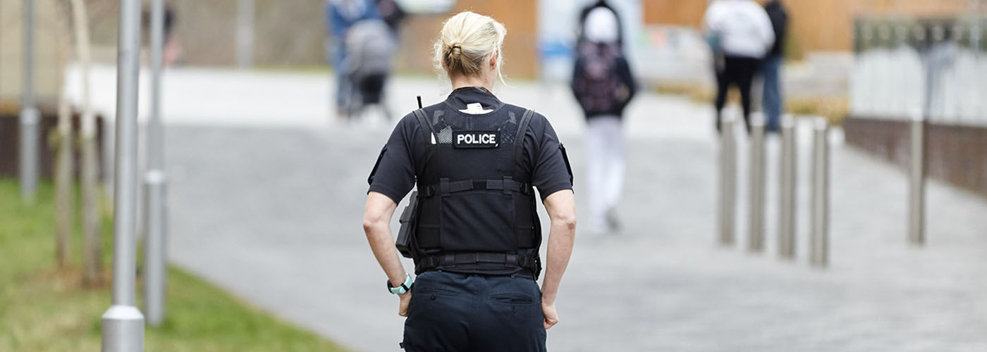 Police walking on campus