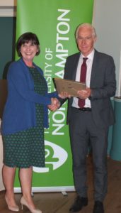 HLTA of the Year Sue, with Peter Wells Deputy Dean at the University of Northampton