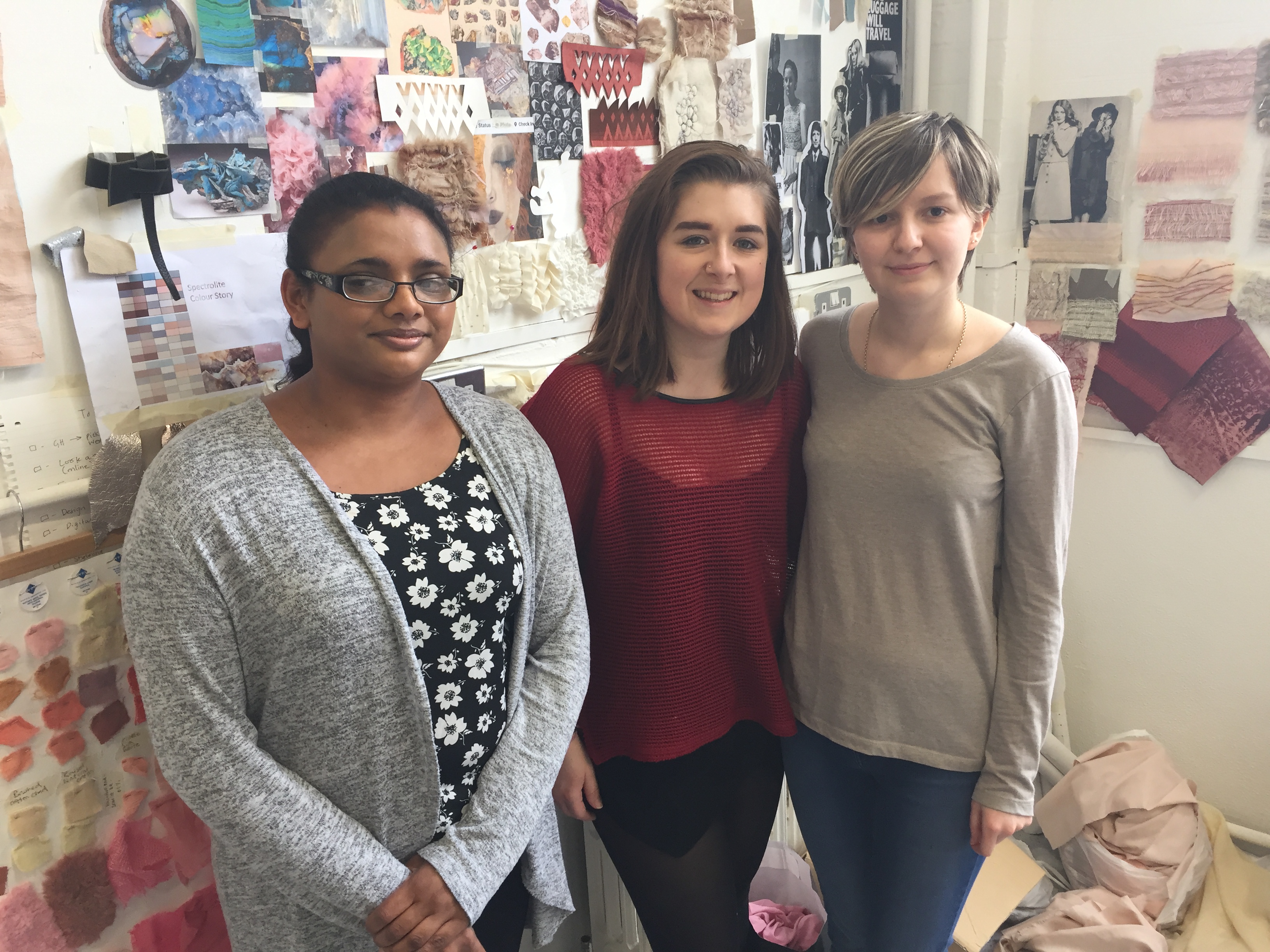 Three students who are semi finalists for the clothing awards