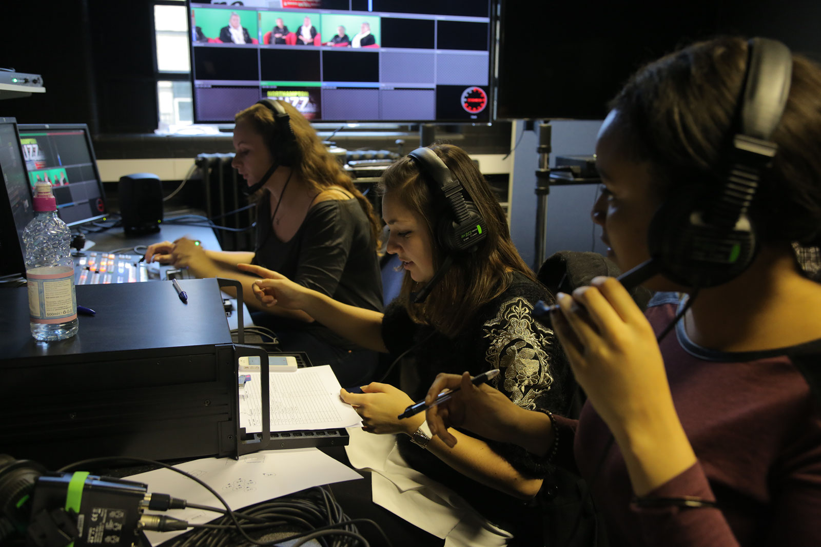 Students in the media studio