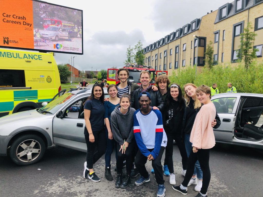 Group photo of Acting and Creative Practice students at the Car Crash Careers Day 2019