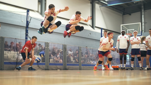 Image of England Dodgeball players jumping
