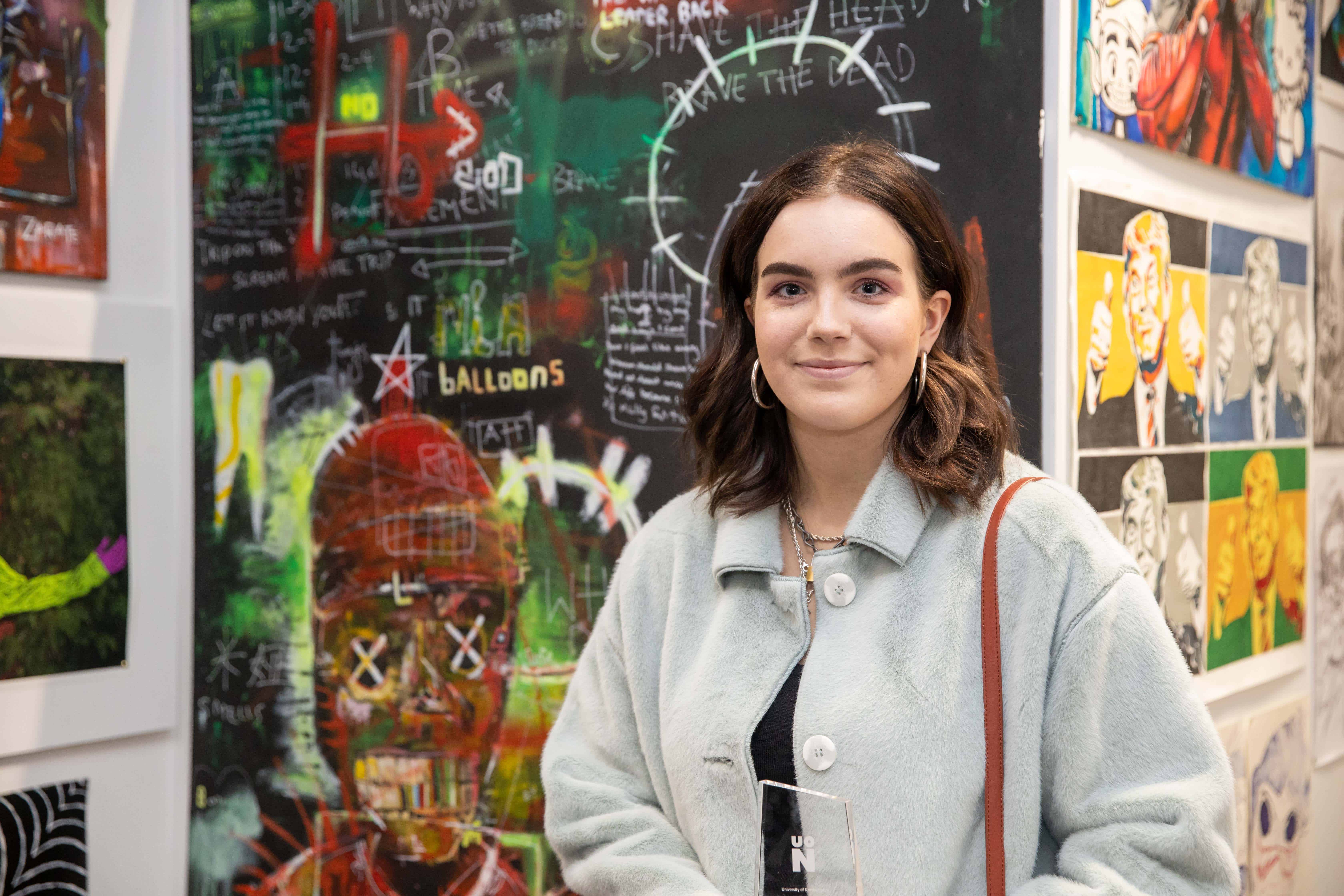 Mia Woods with her winning artwork 'Hell Just Called'.
