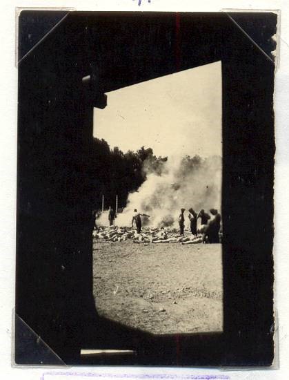 Rare image of Auschwitz from a victim’s perspective. It was taken by a Sonderkommando in 1944, and shows bodies being burned at Auschwitz.