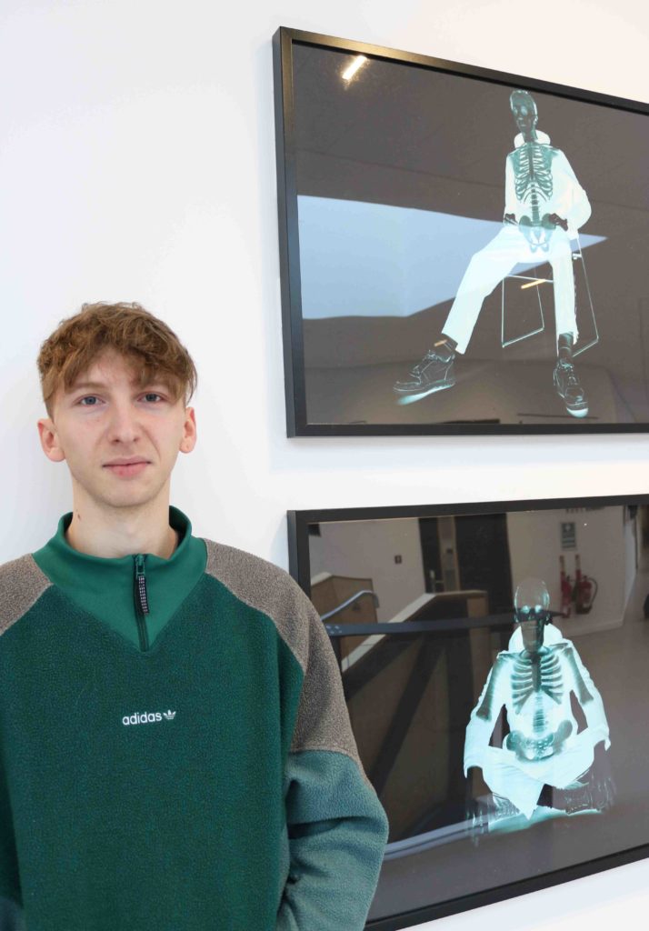Daniel Williamson with his X-ray inspired work.