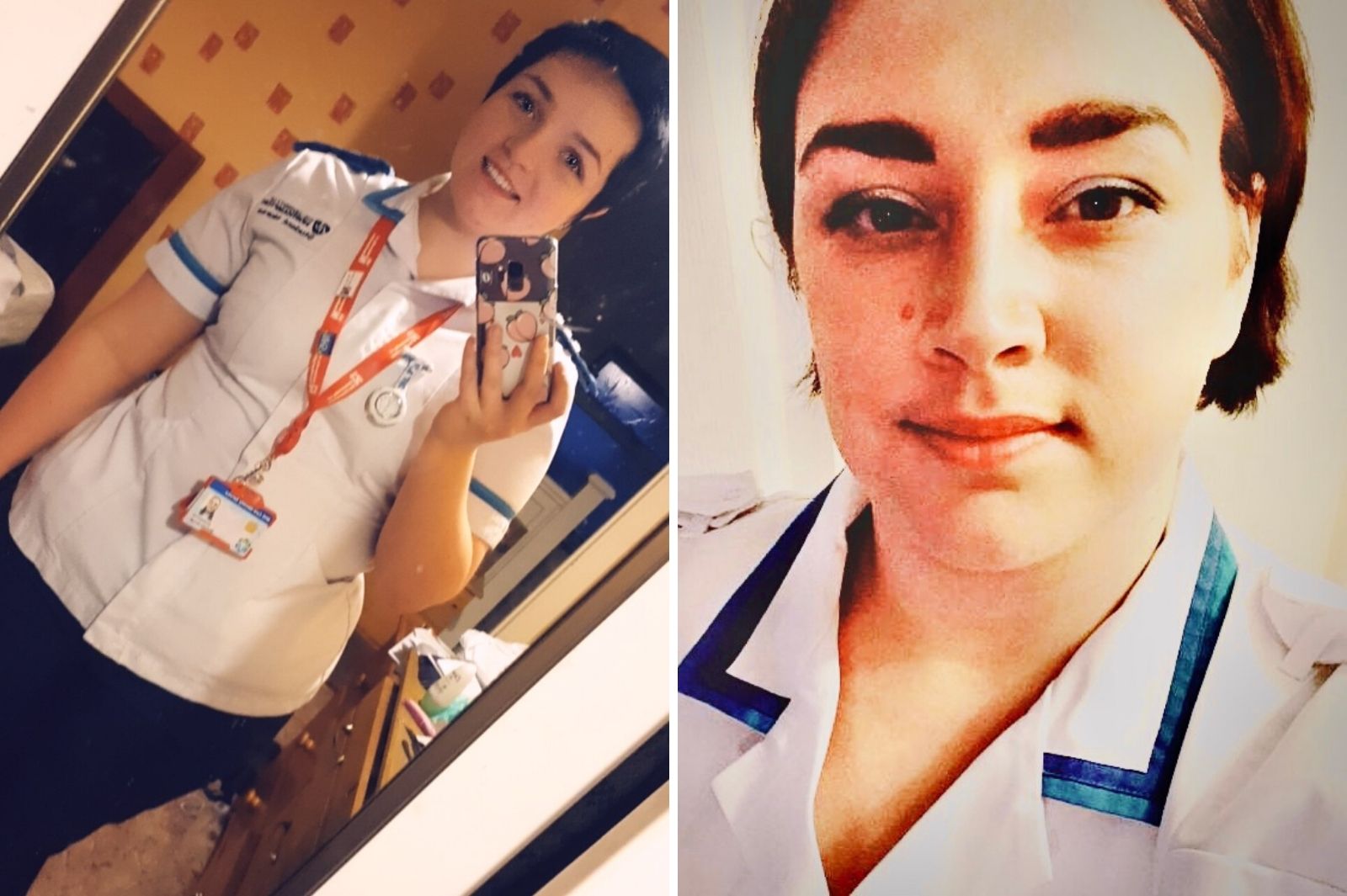 Photos of nursing students Mickey Gough and Nicola Brown