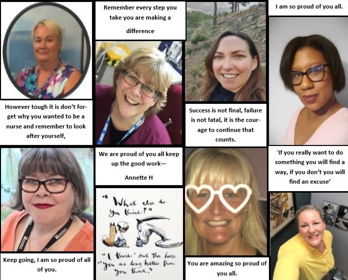 Image showing photos of the nursing team with positive messages