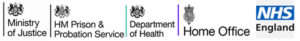 Ministry of Justice, HM Prison and Probation Service, Department of Health, Home Office and NHS England logos