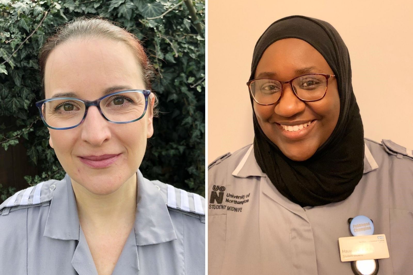 Midwifery students Tamsin Brakes Hauwa Hamza