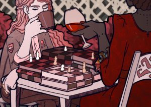 Two women playing chess.