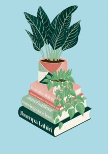 Book(ish) illustration of stacked books with two plants on top