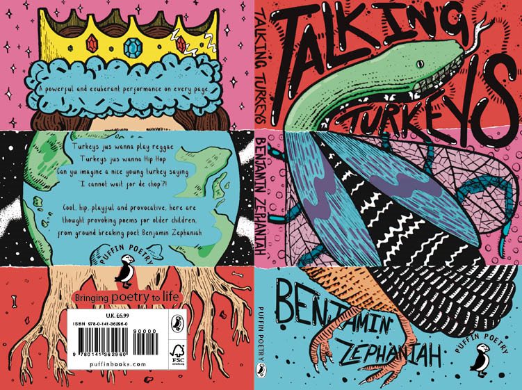 Conceptual book cover for 'Talking Turkeys' by Benjamin Zephaniah