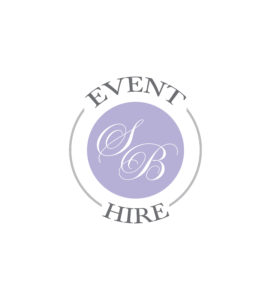 purple and white something borrowed event hire logo