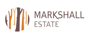 Orange and brown logo for Markshall Estate