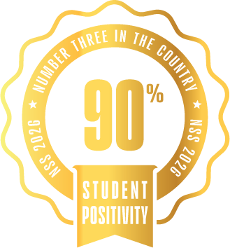 Logo for 90 percent student positivity for artificial intelligence, national student survey 2026