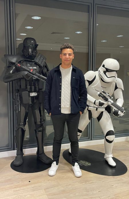 Tobias Sutton pictured with Storm Troopers