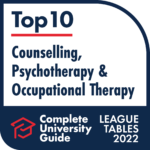 Top 10 in Counselling, Psychotherapy and Occupational Therapy, from the Complete University Guide League Tables 2022