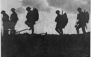 Silhouettes of soldiers from World War One.