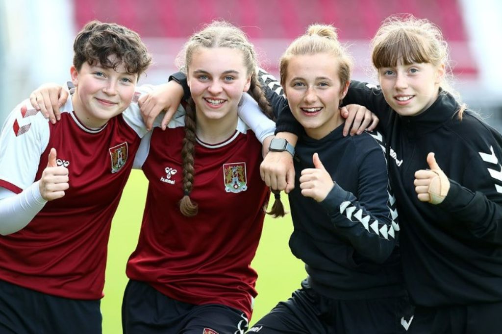 Young female footballers