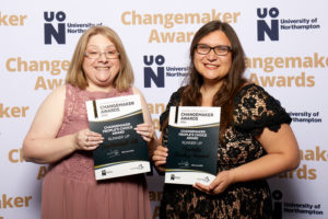 Lisa Marshall-Hill and Charlotte Stoodley-Howard holding their Changemaker People's Choice Award Runner's Up award