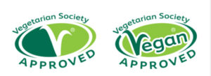 Vegetarian Society Approved and Vegan society Approved logo