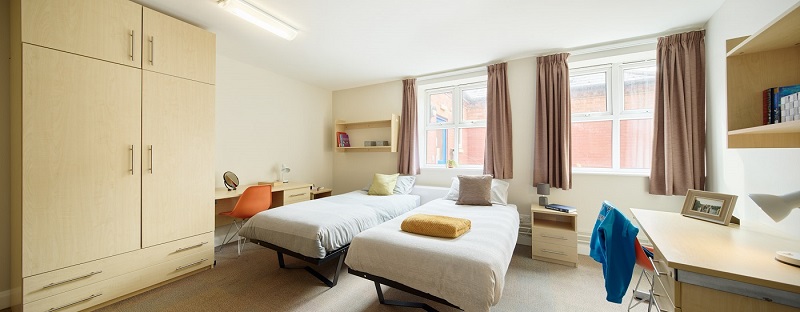 Twin study bedroom in St Johns House