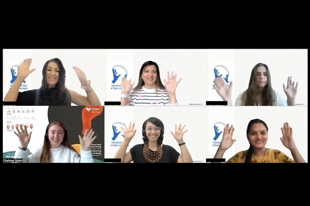 Screenshot of Skype Video members using British Sign Language