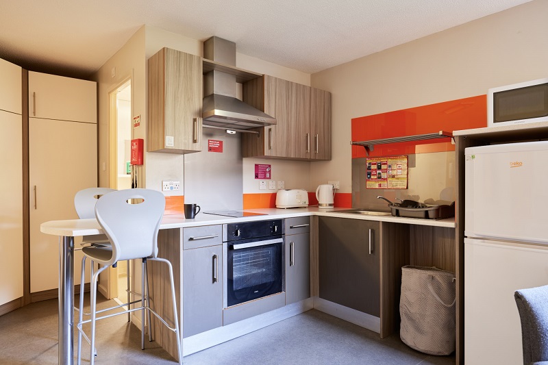 Kitchenette in single studio in Scholars Green Halls