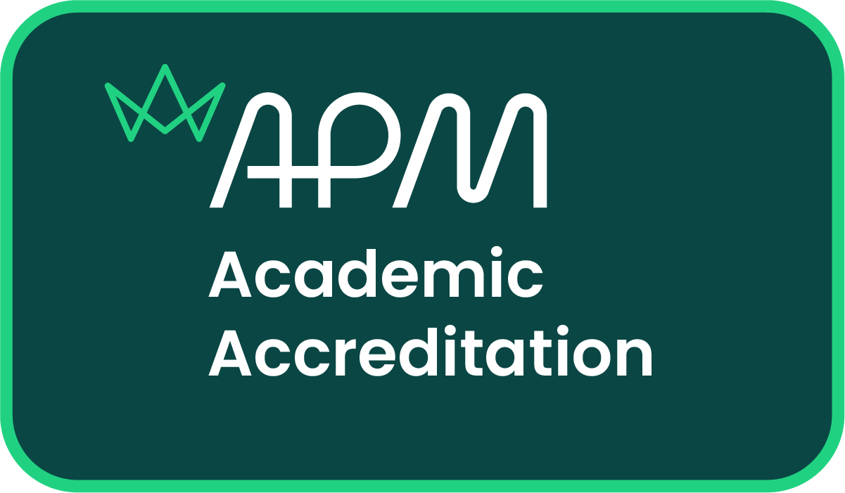 Association of Project Management Academic Accreditation Green and White Logo