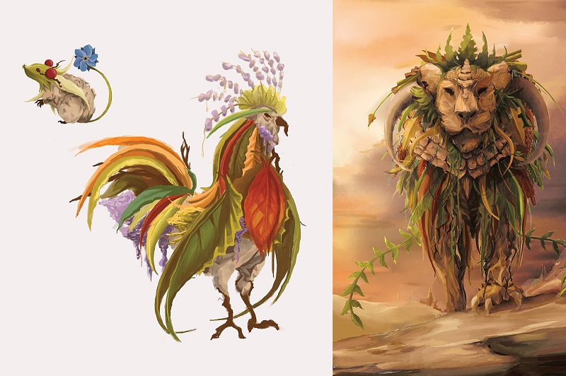 Abi Chesters - illustration of a fieldmouse, rooster and lion