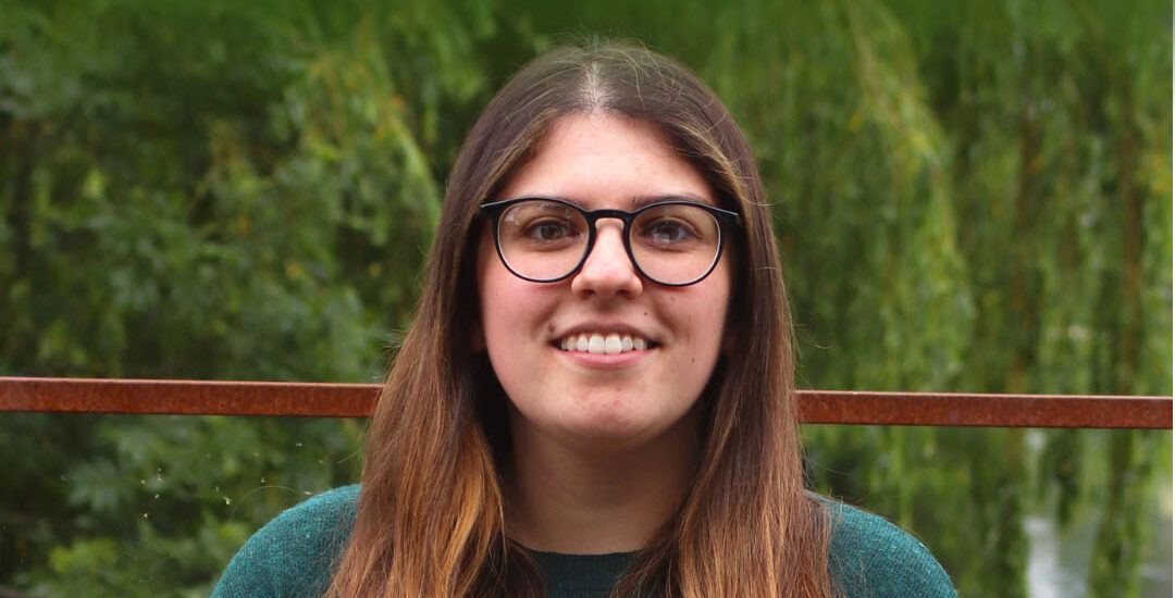 Beth Garrett outside on the University of Northampton campus