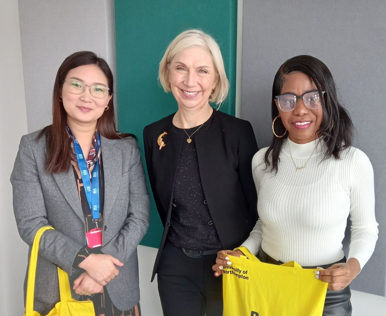 Chevening Scholars Mandukhai (‘Mandu’) Ganbat and Marita Mejia with Shan Wareing