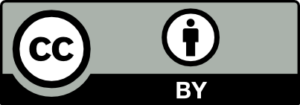 Creative Commons licence (CC) and BY icon (person icon).