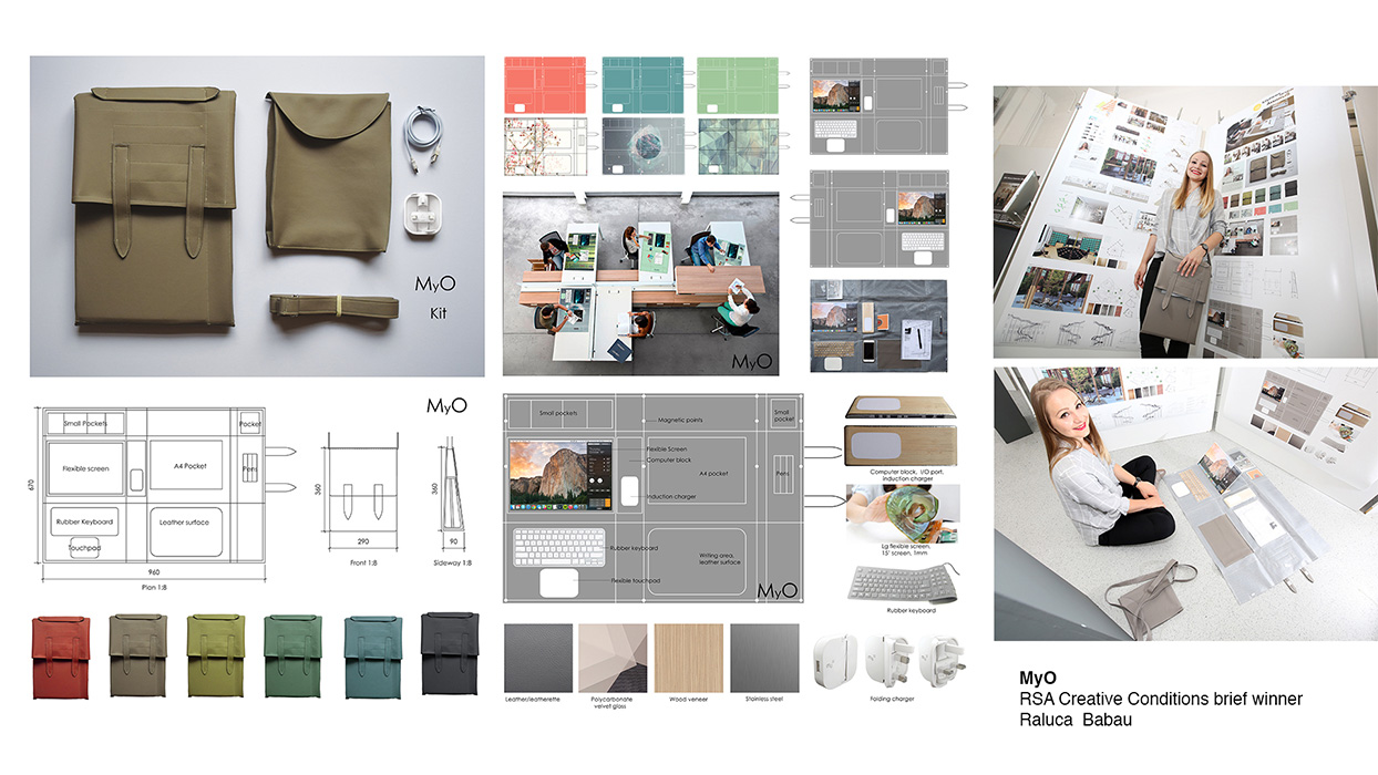 Collage showcasing a design project named 