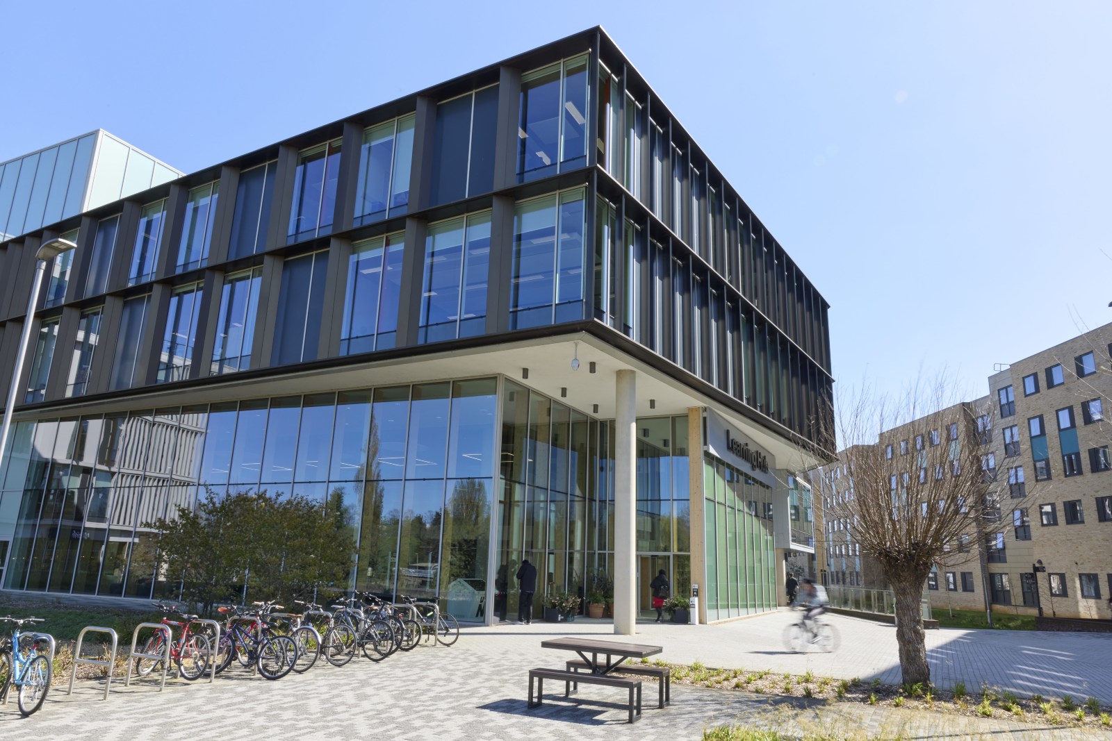 An image of the learning hub taken on a bright day.