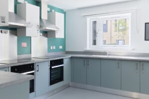 An image of a student kitchen at waterside campus.