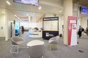 The Student Futures waiting area in the Learning Hub