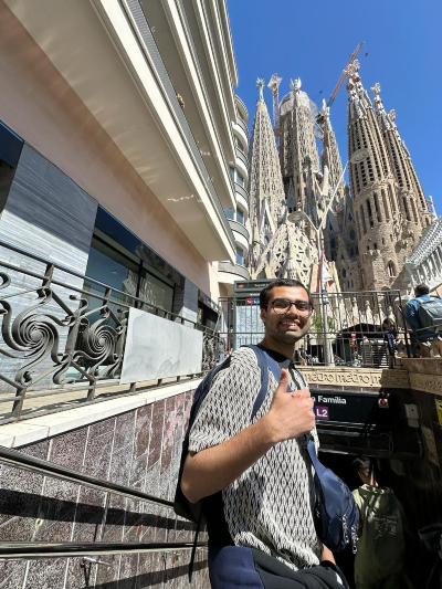 Ishmam having photos with landmarks on his study trip to Turkey.