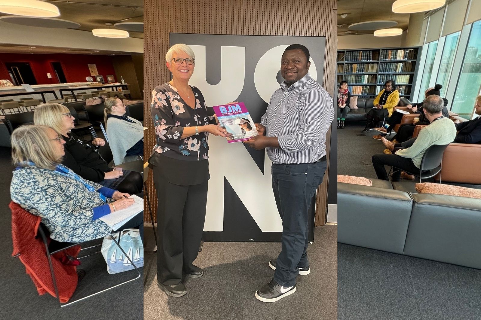 Academic Dr Alison Power and Mental Health Nursing student Anthony Fahnbulleh.