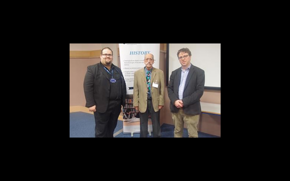 Daniel Jones, Gerry Cable, and Professor Paul Jackson pictured at the Searchlight 50th Anniversary conference in 2014