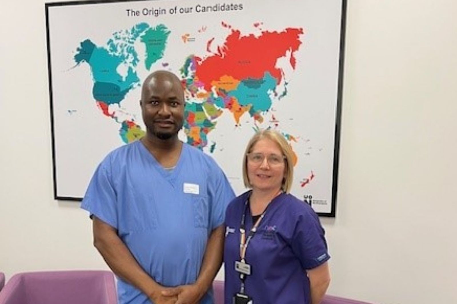 Competence Test Centre OSCE candidate Daniel Chukwu and CTC Clinical Assessor Amanda Spiers.