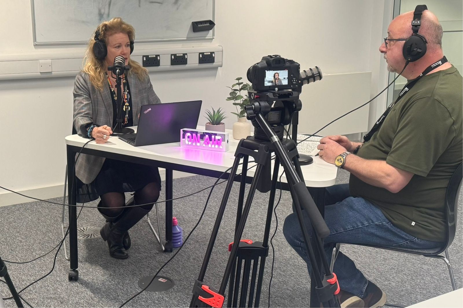 ManSpace podcast recording Tracey Redwood and Danny Davidson.